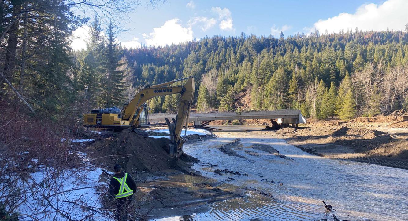 Excavators loading rock ACL Construction Fort St. John Flood Mitigation Repairs
